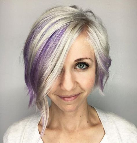 Purple Hair Highlights, Bob Hairstyles For Fine Hair, Trendy Hair Color, Hair Color Highlights, Peek A Boo, Short Hairstyles For Women, Purple Hair, Bobs Haircuts, Hair Highlights