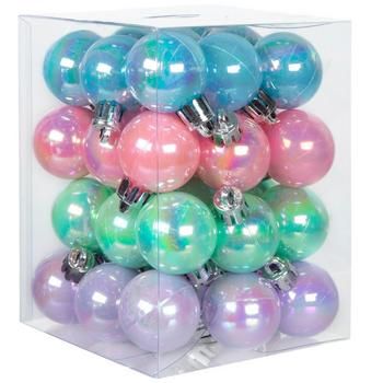 Dimensions: 1.31" x 1.13" Material: Plastic Color: Blue, Pink, Green & Purple Quantity: 36 Set up an adorable miniature Christmas tree to decorate with these Pastel Mini Ball Ornaments. This set features small ball ornaments in a soft pastel color scheme. Each has a shiny, iridescent finish for an eye-catching look. Combine these ornaments with tinsel and tiny Christmas lights to match! Pastel Nutcracker Christmas Tree, Iridescent Christmas Decor, Floating Christmas Ornaments, Pastel Ornaments, Pastel Christmas Tree, Iridescent Christmas, Iridescent Decor, Taylor Christmas, Nutcracker Party