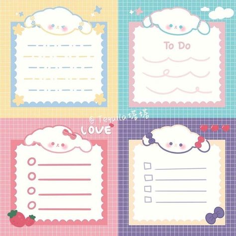 Cute Sticky Notes Printable, Notepad Crafts, Exam Planner, Kawaii Printables, Pink Scrapbook, Memo Sheets, Memo Pad Design, Cute Note, Note Pad Design