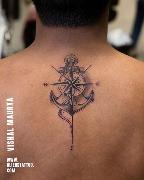 Anchor Back Tattoo, Steampunk Tattoos, Compas Tattoo, Tatuaje Trash Polka, Compass Rose Tattoo, Steampunk Tattoo, Anchor Tattoo Design, Anker Tattoo, Compass Tattoo Design