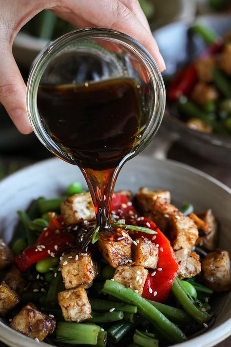 Tofu In Black Bean Sauce, Garlic Butter Tofu, Warm Tofu With Spicy Garlic Sauce, Black Bean Garlic Sauce, Pan Fried Garlic Tofu, Pasta With Green Beans, Garlic Tofu, Soy Tofu, Nourish Bowls