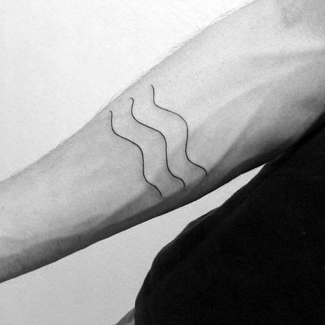 Three Lines Minimalistic Guys Simple Wave Inner Forearm Tattoo Forearm Water Tattoo, Tiny Tattoos Water, Waves Line Tattoo, Three Waves Tattoo, Water Forearm Tattoo, Water Minimalist Tattoo, Water Tattoo Simple, Water Tattoo Minimalist, Minimalist Water Tattoo