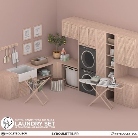 Ts4mm Furniture, Sims4 Laundry, Sims 4 Cc Laundry Room, Sims 4 Laundry Cc, Sims 4 Functional Objects, Sims Bathroom, Arm Doodles, Sims 4 Pack, The Sims 4 Pack