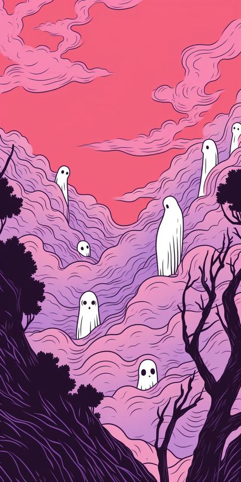 Halloween Lockscreen, Ghost Theme, Helloween Wallpaper, Halloween Wallpaper Iphone Backgrounds, Image Halloween, Halloween Wallpaper Backgrounds, Halloween Wallpaper Cute, Pink Ghost, Witchy Wallpaper