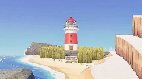 Animal Crossing Lighthouse Ideas, Animal Crossing Lighthouse, Acnh Lighthouse Ideas, Acnh Lighthouse, Animal Crossing, Lighthouse, Rocky, Mood Board, Exterior