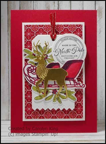 Delivery from the North Pole | King's on Paddington | Bloglovin’ Reindeer Cards, Deer Cards, Christmas Card Tutorials, Christmas Card Ideas, Reindeer Card, Poinsettia Cards, Beautiful Christmas Cards, Stampin Up Christmas Cards, Christmas Sleigh