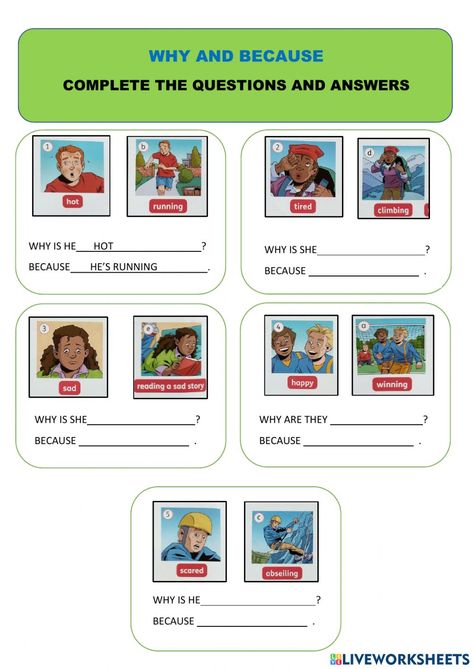 Why And Because Worksheet, Why Because Worksheet, Whose Is It Worksheet, Forming Questions Worksheet, What When Where Why How Worksheet, Who Whom Whose Worksheet, School Chalkboard Art, Brain Gym Exercises, Why Questions