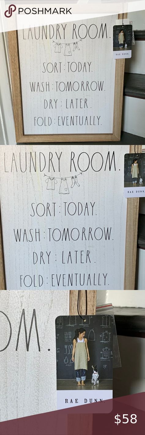 Rae Dunn LAUNDRY ROOM Wall Art Rae Dunn Laundry Room, Laundry Room Wall Art, Laundry Room Wall, Mother Family, Painted Wood Signs, Natural Wood Frames, Wedding Beauty, Anthropology, Painted Wood