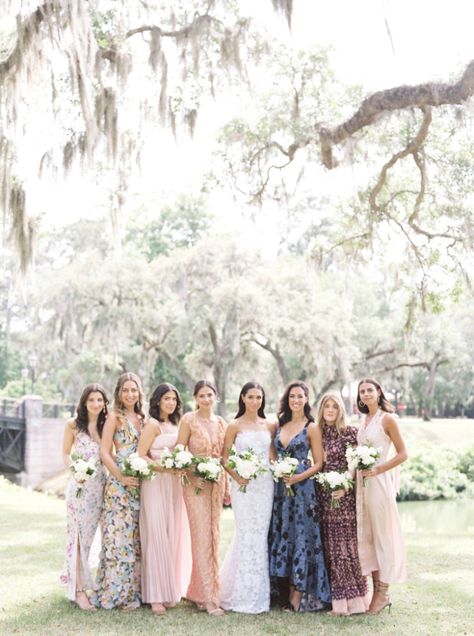 All the Mix-and-Match Bridesmaid Dress Inspiration You Could Ever Want - Over The Moon Horrible Bridesmaid Dresses, Palmetto Bluff Wedding, Bluff Wedding, Montage Palmetto Bluff, Bridal Party Photography, Bridesmaids Dress Inspiration, Palmetto Bluff, South Carolina Wedding, Party Photography