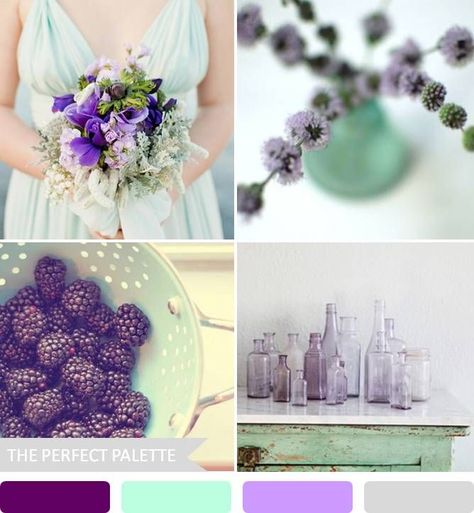 10 Wedding Color Palettes That Aren't Boring! http://www.theperfectpalette.com/2013/09/10-wedding-color-palettes-that-arent.html Plum Wedding, Fresh Color Palette, Wedding Color Inspiration, Mint Wedding, Wedding Palette, Theme Color, Lavender Wedding, Perfect Palette, Purple And Green