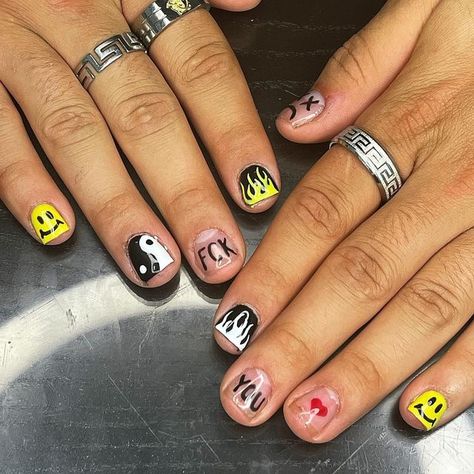 Manicure Design Ideas Men, Buff And Shine Nail Designs For Men, Buff And Shine Nails For Men, Men’s Designs Nails, Boys Nails Ideas, Male Nail Ideas, Men’s Nail Arts, Halloween Nails Men, Boy Nail Ideas