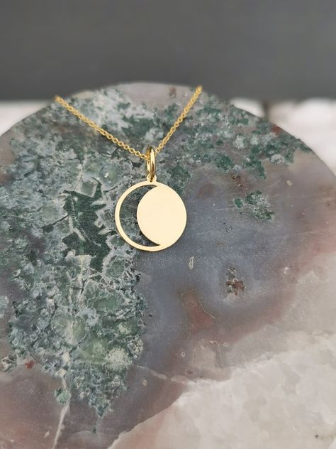 Rose Gold Jewelry Set, Necklace Real Gold, Crescent Moon Jewelry, Gold Initial Pendant, Three Necklaces, Gold Moon Necklace, Diamond Wedding Jewelry, Gold Letter Necklace, Crescent Moon Pendant