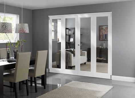 White Bifold Doors, Internal Bifold Doors, Flat Doors, Sliding Doors Internal, Glass Bifold Doors, Internal Double Doors, Folding Doors Interior, Partition Door, Internal Glass Doors