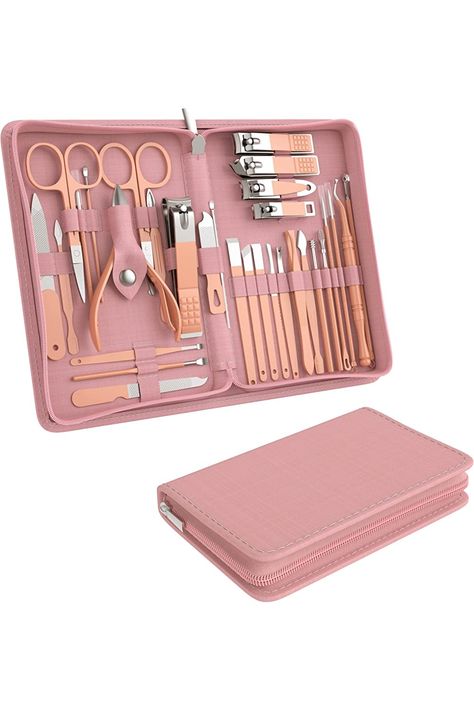 Tseoa Manicure Set Personal care, Nail Clipper Kit, Professional Nail Clipper Pedicure Set, Nail Tools with Luxurious Travel Case, Gifts for Men Women Family Friend, 31 Pieces (Pink) Luxurious Travel, Thick Nails, Professional Manicure, Pink Manicure, Pedicure Set, Pedicure Kit, Manicure Kit, Pedicure Tools, Family Friend