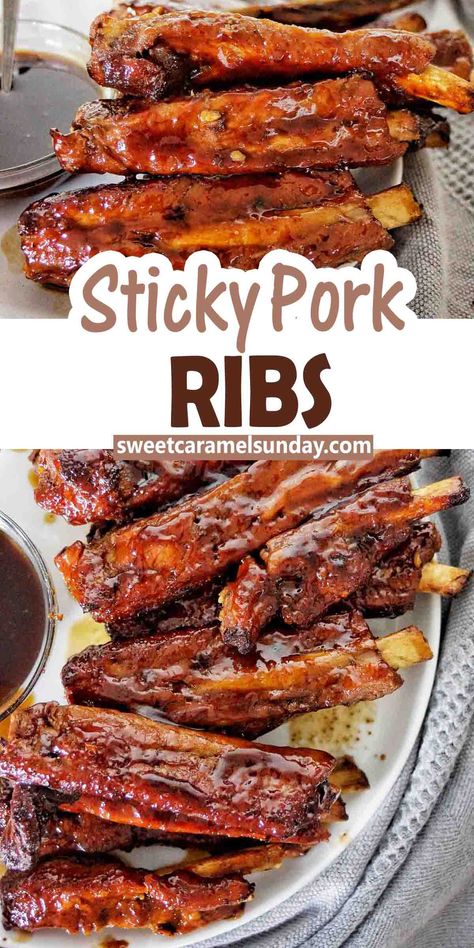 Boneless Pork Ribs Marinade, Finger Ribs Recipe, Pork Rib Marinade, Marinated Pork Ribs, Pork Riblets, Sticky Pork Ribs, Barbeque Pork, Barbecue Pork Ribs, Sticky Pork