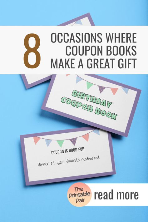 🎁 Need a meaningful, last-minute gift? Printable coupon books are the answer! Quick, customizable, and totally unique, these DIY gifts offer personal experiences instead of items. From chore passes to date nights, learn how to make your own coupon book and why it’s a hit for any occasion! 🎉 #LastMinuteGifts #PrintableCoupons #DIYGiftIdeas Diy Coupon Book, Coupon Books, Printable Coupon Book, Diy Coupons, Birthday Coupons, Gift Printable, Date Nights, Coupon Book, Inexpensive Gift