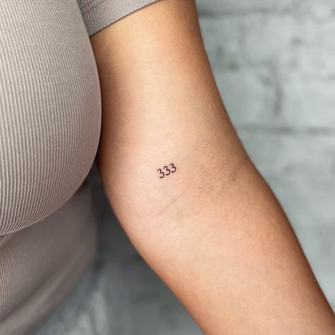 The number 333 is packed with meaning, often linked to spiritual awakening and protection. Many see it as a sign from guardian angels, reminding them ... Fine Line Angel Number Tattoo, 333 Tattoos, 333 Angel Number Tattoo, 333 Tattoo Ideas, 333 Tattoo, Angel Number Tattoo, 444 Tattoo, Barcode Tattoo, Number 333