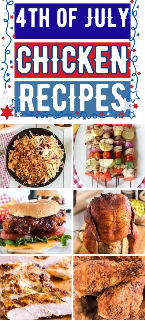 The Best 4th of July Chicken Recipes 4th Of July Chicken, Recipes For 4th Of July, Recipes 4th Of July, July 4th Recipes, Blue Recipes, 4th July Food, Refreshing Summer Recipes, Delicious Chicken Recipes, 4th Of July Bbq