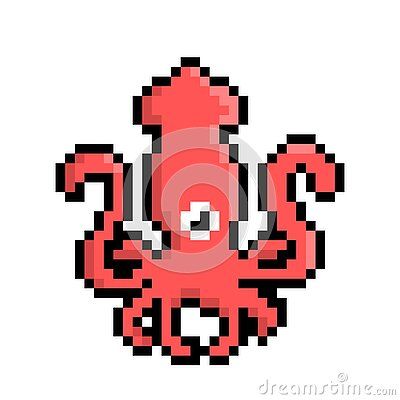 Octopus Pixel Art, Octopus Emoji, Diy Perler Bead Crafts, Diy Perler Beads, Perler Bead, Bead Crafts, Octopus, Pixel Art, Minecraft