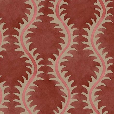 Ethnic Print Pattern, Pink Waves, Linwood Fabrics, Color Palette Living Room, Helter Skelter, Printed Linen Fabric, Coral Design, Red Colour Palette, Fabric Red