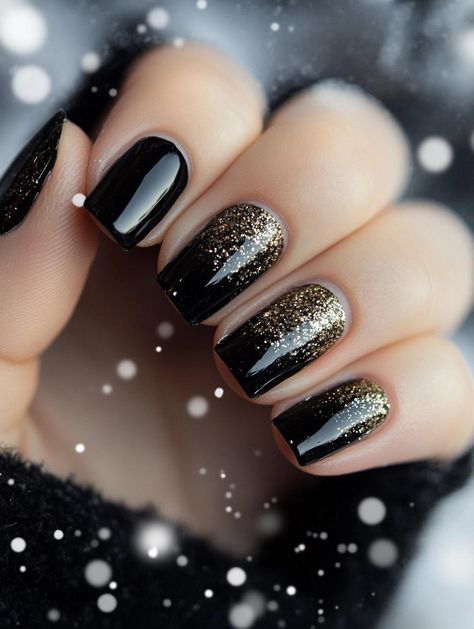 Deck your nails with shadows of elegance this holiday season! Choose from 26 mesmerizing black Christmas nail designs that capture the magic of winter nights. From starry sky manicures to black velvet bows, these dark and alluring creations offer a chic alternative to traditional festive styles. Embrace the mysterious charm of the season with these captivating nail art ideas! Black Christmas Nail Designs, Black Christmas Nails, Christmas Nail Designs Holiday, Elegant Bridal Nails, Nails For 2023, Black Gold Nails, Holiday Nails Winter, Velvet Bows, Festive Nail Art