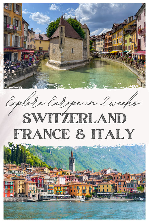 Visiting Switzerland, France and Italy is a dream for many travelers. To explore the Swiss Alps, the French Riviera and Northern Italy. So we've created a 14-day itinerary that takes you around the best of Switzerland, the South of France and Northern Italy. Read our post to find out: How to get around Switzerland, France and Italy · How to plan your road trip · The best places to visit in Switzerland, Southern France and Northern Italy · Matterhorn, Annecy, Calanques, Cinque Terre and more Paris Switzerland Italy Itinerary, Italy Switzerland France Itinerary, France Germany Switzerland Itinerary, France Italy Itinerary, France Itinerary One Week, Milan To Switzerland, France And Italy Itinerary, France And Switzerland Itinerary, Northern Italy Switzerland Itinerary