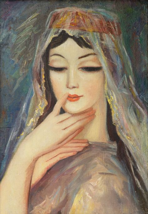 LADO GUDIASHVILI (GEORGIAN 1896-1980) — Important Art & Antiques Auction - Shapiro Auctions Lado Gudiashvili Art, Georgian Art Paintings, Georgian Paintings, Georgian Aesthetic, Georgian Culture, Georgian Women, Georgian Art, Ethnographic Art, North And South