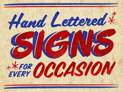 Hand Lettered Signs for Every Occasion by Keith Tatum Fonts Hand Lettering, Sign Lettering, Sign Painting Lettering, Sign Fonts, Type Specimen, Typography Alphabet, Sign Painting, Sign Writing, Hand Lettering Alphabet