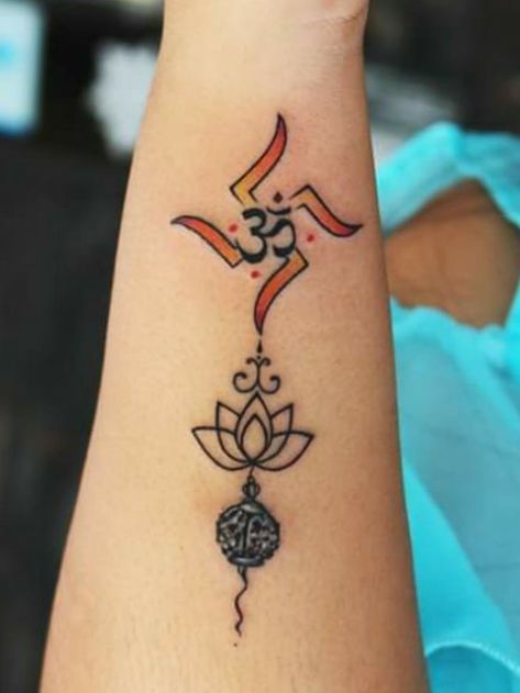 Jain Tattoo Design, Swastik Mehandi Design, Om Swastik Tattoo, Spirituality Tattoos For Women, Radhe Radhe Tattoo, Swastik Design Tattoo, Swastik Tattoo, Tattoo Krishna, Strength Symbol Tattoo