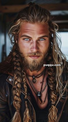 Braid Hairstyles For Men, Braids Viking, Trendy Long Hairstyles, Viking Warrior Men, Man Braids, Nordic Beauty, Long Hairstyles For Men, Male Portraits, Viking Braids