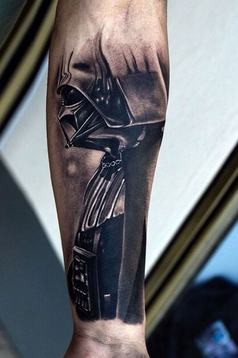 Star Wars Tattoo Sleeve, Darth Vader Tattoo, Tattoo Lounge, Mangas Tattoo, Geek Tattoo, Star Wars Design, Star Wars Tattoo, Best Sleeve Tattoos, Great Tattoos