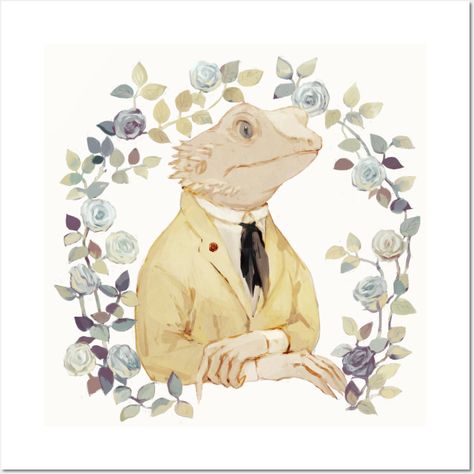 Portrait of a White Lizard -- Choose from our vast selection of art prints and posters to match with your desired size to make the perfect print or poster. Pick your favorite: Movies, TV Shows, Art, and so much more! Available in mini, small, medium, large, and extra-large depending on the design. For men, women, and children. Perfect for decoration. Peter Rabbit Aesthetic, Victorian Animals, Fancy Animals, White Lizard, Anthro Art, Fairytale Art, Animals Art, Dragon Design, Beatrix Potter