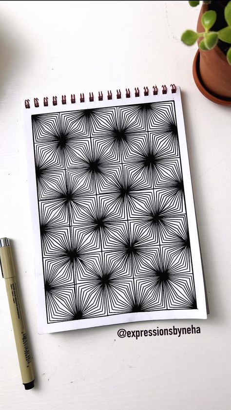 The thing that you should keep in mind while doing this pattern is to draw from an angle that is comfortable and if that means rotating… | Instagram Cool Drawing Patterns, Line Pattern Drawing, Boredom Drawings, Cool Designs To Draw Pattern, Cool Patterns To Draw, Pattern Drawing Ideas, Zen Tangle Patterns, Zentangle Patterns Ideas, Random Patterns Drawing