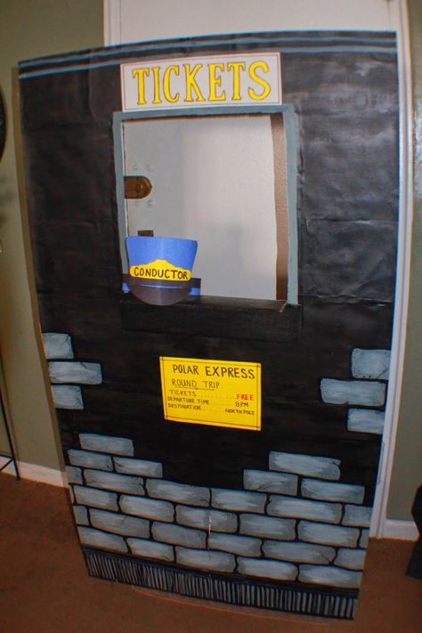 Train Ticket Booth Diy, Reindeer Stable, New Year Props, Polar Express Christmas Party, Polar Express Theme, Polar Express Christmas, Polar Express Party, Classroom Christmas Decorations, Children Ministry