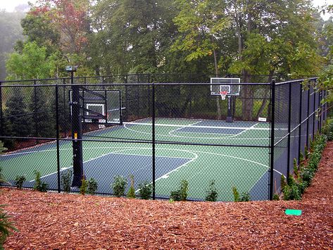 Tennis Court Backyard, Tennis Court Design, Outdoor Sports Court, Backyard Court, Konoha Village, Home Basketball Court, Basketball Court Backyard, Backyard Sports, Backyard Basketball