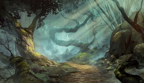 Dungeons And Dragons Rules, Fantasy Scenery, Landscape Concept, Fantasy Forest, Environment Art, Fantasy Setting, Fantasy Places, Environment Design, Environment Concept Art