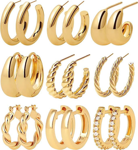 Christmas Gift For Women, Golden Hoops, Earring Trends, Hoops Earrings, Hoop Earring Sets, Huggie Hoop Earrings, Christmas Gifts For Women, Gold Hoops, Gold Hoop