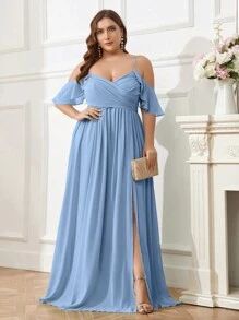 Bridesmaid Dresses Plus, Plus Size Bridesmaid, Bridesmaid Dresses Plus Size, Blue Bridesmaid Dresses, Chiffon Bridesmaid Dress, Shoulder Cut, Chiffon Bridesmaid, Wedding Bridesmaid Dresses, Dusty Blue