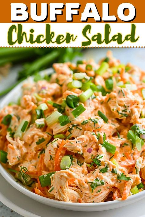 This creamy buffalo chicken salad is a unique take on a classic! It's light and refreshing with just the right amount of heat from the buffalo sauce. Buffalo Chicken Salad Recipe, Buffalo Chicken Dip Easy, Easy Buffalo Chicken, Dip Easy, Chicken Salad Recipe Easy, Buffalo Chicken Salad, Healthy Chicken Salad, Boiled Egg Diet Plan, Chicken Salad Recipe