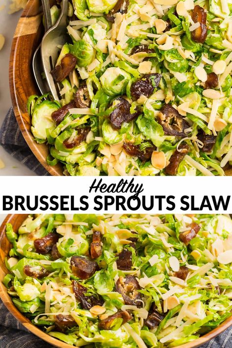 Brussel Sprout Date Salad, Crunchy Brussel Sprouts, Salad For Thanksgiving, Brussel Sprout Slaw, Meal Prep Lunches, Honey Dijon Dressing, Slow Cooker Balsamic Chicken, Shredded Brussels Sprouts, Clean Dinner Recipes