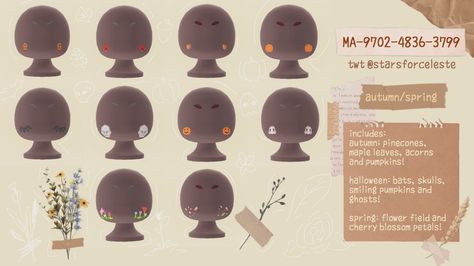 jancis☆ on Twitter: "[ autumn/spring face designs ]  hopefully these will bless you with more acorns and pinecones!! happy autumn/spring!🍁🌾🌸🌷  #acnh #ACNHDesign #AnimalCrossingNewHorizons… https://t.co/bJlFB8yflp" Seasonal Makeup, Motif Acnl, Cherry Blossom Petals, Hair Codes, Ac New Leaf, Animal Crossing Funny, Animal Crossing Memes, Animal Crossing Guide, Animal Crossing Qr Codes Clothes