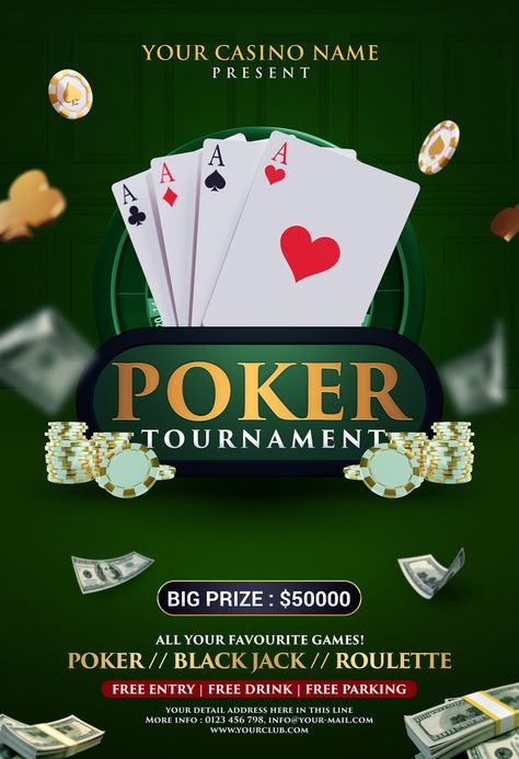 Modern Style Poker Tournament Flyer Or Poster#pikbest#Templates#Poster Casino Poster Design, Poker Poster, Hearts Playing Cards, Circus Circus, Poker Tournament, Poker Game, Poster Psd Free Download, Playing Cards Design, Poster Psd