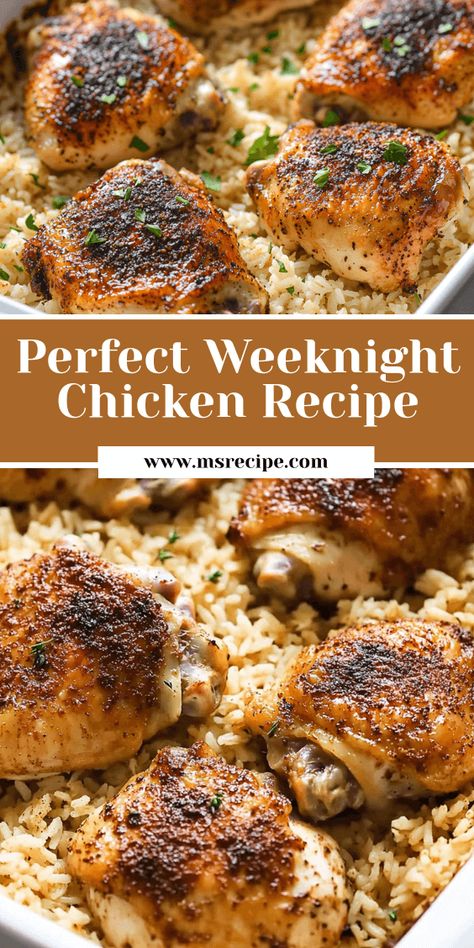 Looking for an easy weeknight meal? This oven-baked chicken and rice recipe brings together juicy, flavorful chicken and perfectly cooked rice for a delicious dinner. Oven Baked Recipes Easy, Whole Chicken And Rice Recipes, Chicken And Rice Meal Prep Healthy, Chicken In Oven Recipes, Chicken Breast Recipes With Rice, Dinner Recipes Oven, Chicken And Rice Recipes Easy, Baked Chicken With Rice, Baked Chicken And Rice Recipes