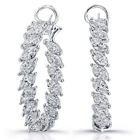 Lovely #diamond hoop  with 23.07 #carat total weight #marquis cut diamonds in #18karat white #gold. Diamond Bali, Loops Earrings, Round Diamond Stud Earrings, Diamond Jewlery, Bling Things, Earrings Diamonds, Diamond Earrings Studs Round, Expensive Jewelry Luxury, Diamond Jewelry Necklace