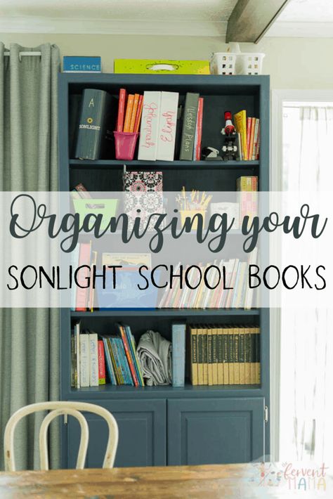 The Fervent Mama - Organizing Sonlight Curriculum in a Small Space: I don't really like schedules, but I do like organization. I'm sure a few of you can relate when I say that we school at the kitchen table. How do I keep my homeschool organized in a small space? This is how I personally organize my Sonlight Curriculum in our small space! Homeschool Room Design, Homeschool Space, Book Bin Labels, Expo Marker, Homeschool Planning, Homeschool Organization, School Room, Organizing Systems, Organization Planning