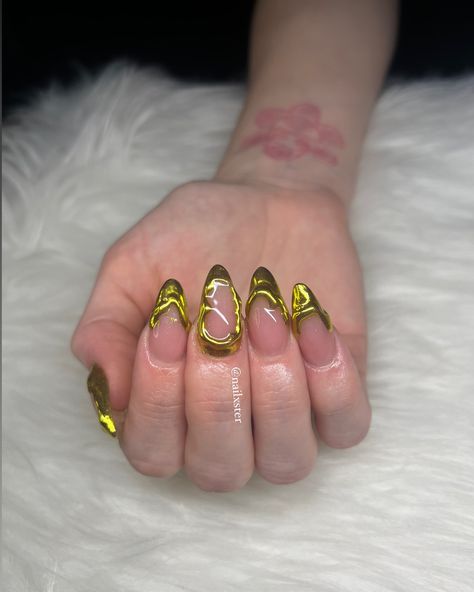 ooh she fancy huh 💛 🌟 swipe for inspo pic >>>>>> July Books are now open !! 📕 📅 #nailsnailsnails #nailart #nails #nailxster #gold #chrome #3dart #almond #acrylic #gwinnett #gwinnettnails Almond Acrylic, Gold Chrome, Now Open, Almond, Nail Art, Nails, Books, Gold, Quick Saves