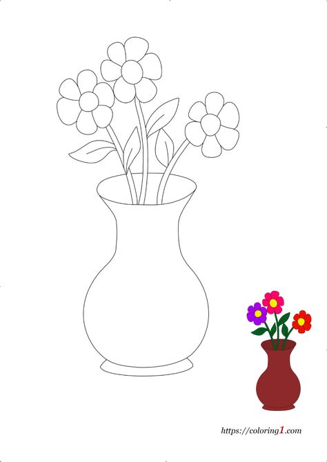 Flower Vase Coloring Pages - 2 Free Coloring Sheets (2021) Vase Drawing Simple, Vase Coloring Pages, Coloring Pages Of Flowers, Christmas Drawings For Kids, Flower Vase Drawing, Vase Drawing, Diy Spring Crafts, Free Coloring Sheets, Diy Home Decor Ideas