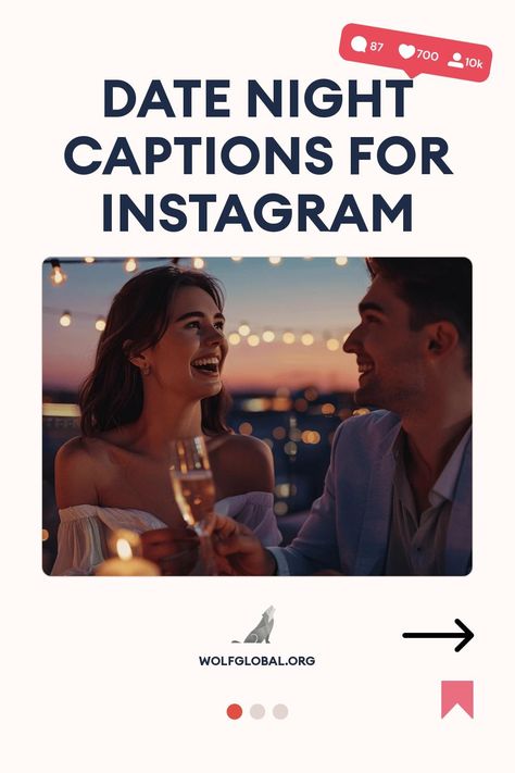 A couple toasting with wine during a romantic evening, with graphic text about date night captions for Instagram.
An infographic with romantic checklist items and a call-to-action button for more content.
A woman using a laptop surrounded by social media icons advertising a free Instagram engagement pod. Date Night Captions Instagram, Date Night Captions For Instagram, Night Captions For Instagram, Night Captions, Best Friend Dates, Love Humor, Couple Selfies, Captions For Instagram, Instagram Captions