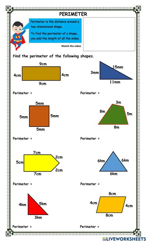 Perimeter 3rd Grade, Grade 6 Math Worksheets, Grade 5 Math Worksheets, Area And Perimeter Worksheets, Area Worksheets, Math Fact Worksheets, Perimeter Worksheets, Worksheets For Grade 3, Grade 6 Math