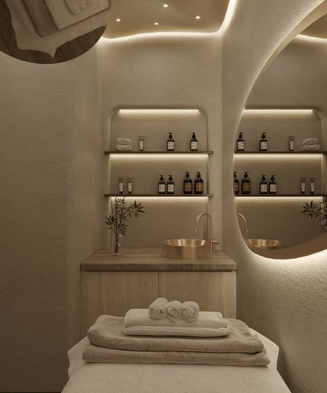 Modern Spa Design Interiors Spas, Modern Spa Room Design, Skincare Clinic Interior Design, Minimalist Salon Decor, Modern Massage Room, Massage Salon Design, Spa Massage Room Design, Day Spa Interiors, Spa Salon Design